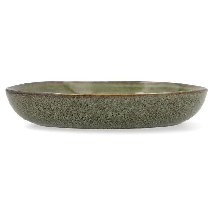 Bidasoa Ikonic Plato de Sopa Cerámica Verde 20.5x19.5 cm con Acabado Brillo y Relieves Orgánicos 1