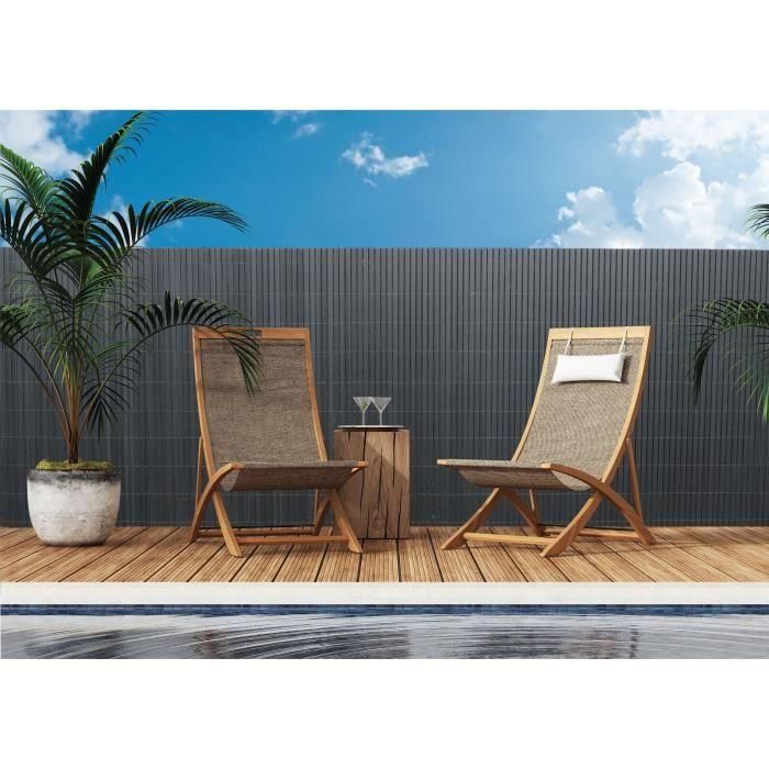 Biombo de caña de PVC de doble cara - NATURE - 1 x 3 m - 1600 g/m² - Opaco 4/5 - Anti-UV - Gris claro 2