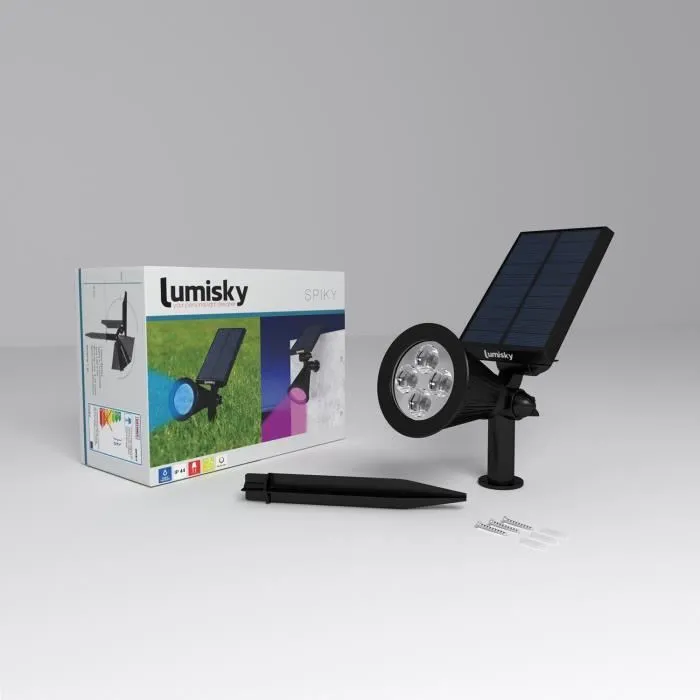 Lumisky Pack 2 Focos Solares Exteriores Impermeables 4 LED RGB 200 Lm Cabezal Giratorio 90° C 3
