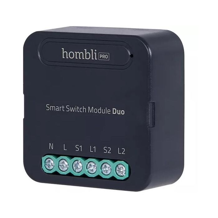 Hombli HBMD-0100 Módulo Interruptor Inteligente Duo Wi-Fi compatible con Amazon Alexa y Google Assistant, Negro