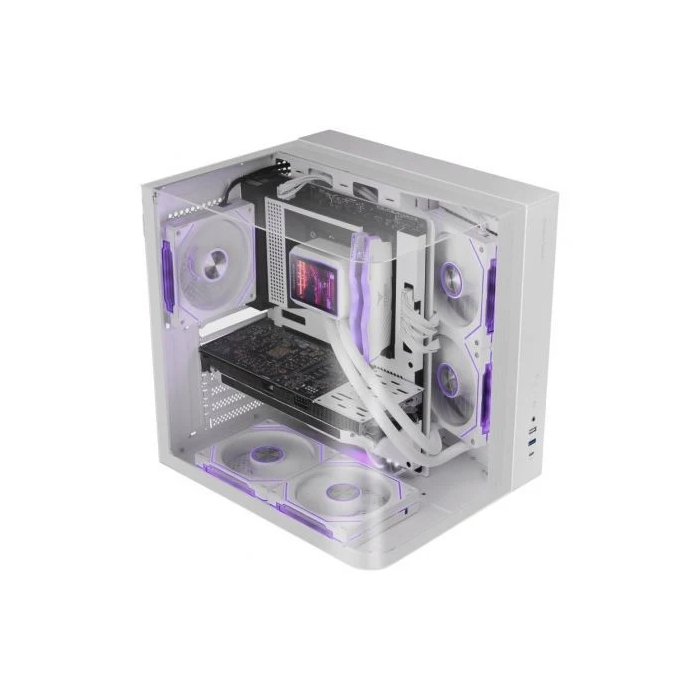 Mars Gaming MC-INFINIOLITE White: Caja Gaming ATX Cube con Cristal Templado Curvo Panorámico Blanco - Estructura Dual Chamber, GPU hasta 325mm, sin Ventiladores