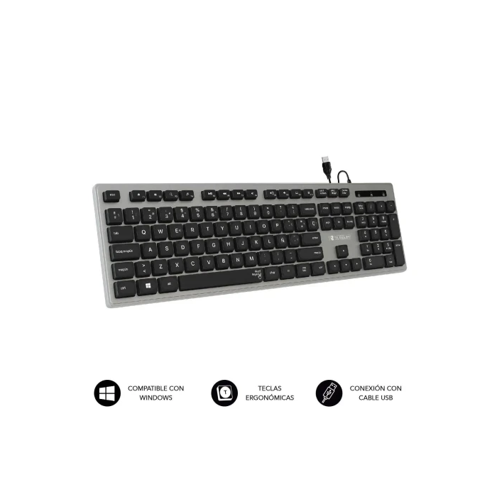 Teclado Subblim Wired Ergo Keys Silent Flat HQ/ Gris