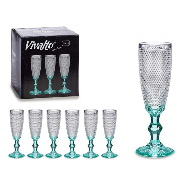 Copa Puntos Cava Pie Turquesa 185 ml Vivalto - Vidrio, 7x20x7 cm (36 Unidades) Copa Puntos Cava Pie Turquesa 185 ml Vivalto - Vidrio, 7x20x7 cm (36 Unidades)