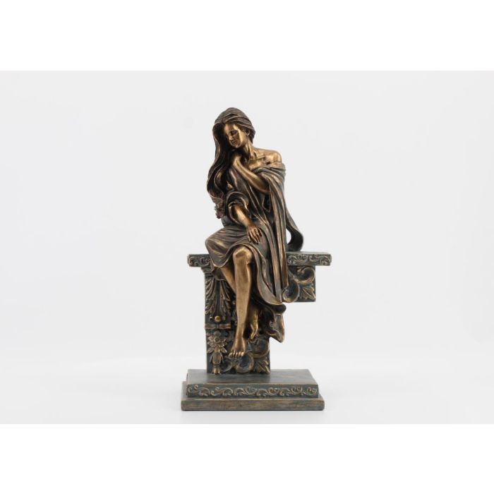 DKD Home Decor Figura Decorativa Mujer Estilo Neoclásico de Resina Color Cobrizo 32,5 cm Alto x 17 cm Ancho x 11 cm Fondo