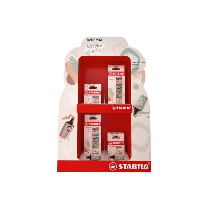 Stabilo Rotulador fluorescente Boss Mini Nature Vibes Expositor 8 estuches de 3 unidades + 8 estuches de 6