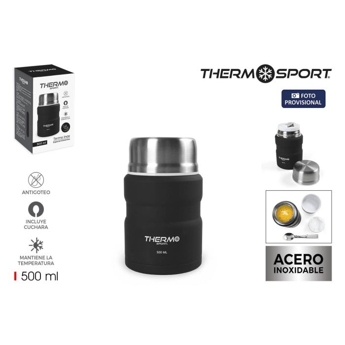 Thermosport Termo Comida Acero Negro 500 ml (9 cm x 15.5 cm x 9 cm) (6 Unidades) Thermosport Termo Comida Acero Negro 500 ml (9 cm x 15.5 cm x 9 cm) (6 Unidades)
