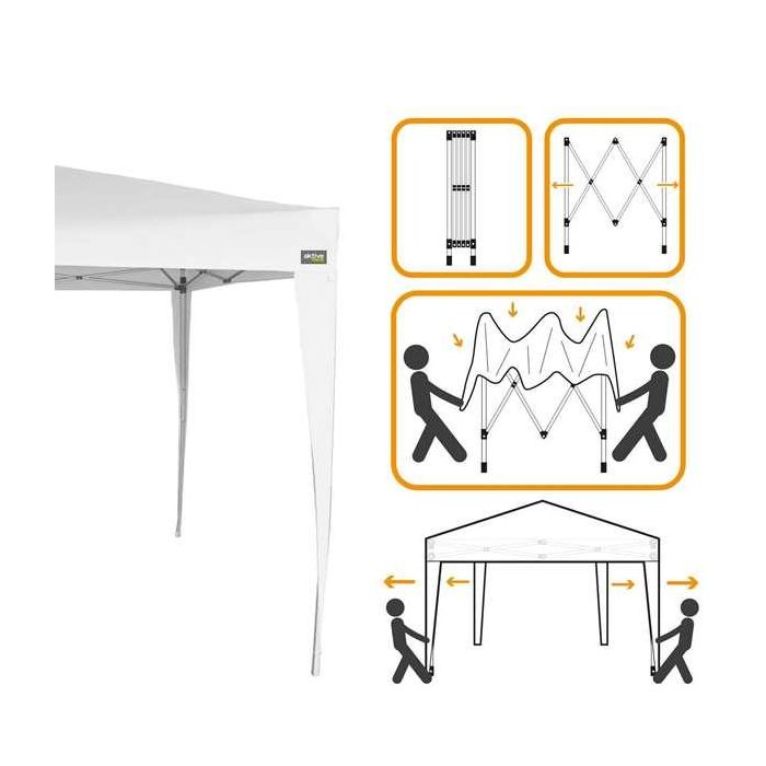 Cenador plegable poliester blanco aktive 300x300x250 cm 1 Cenador plegable poliester blanco aktive 300x300x250 cm 1