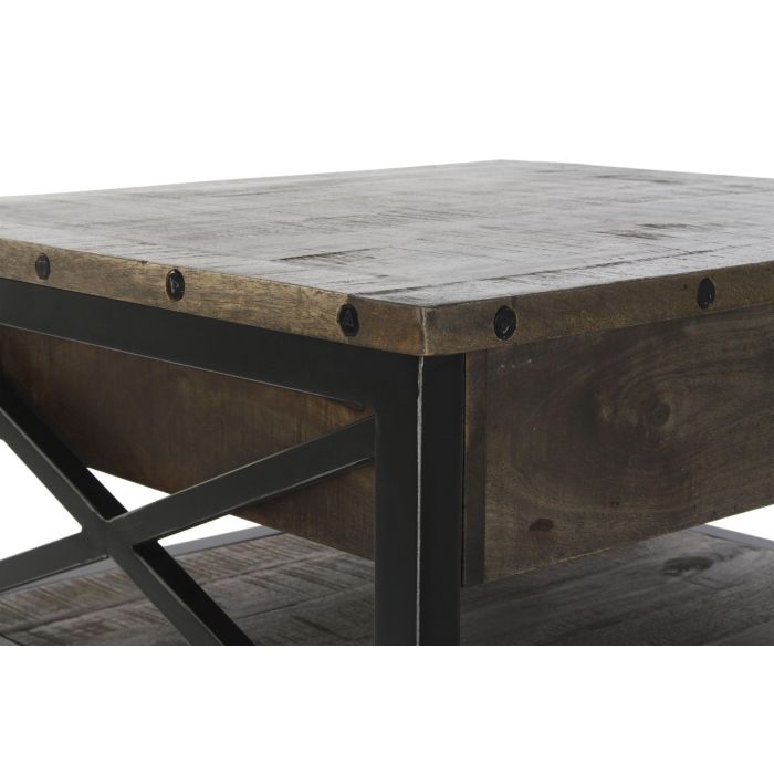 DKD Home Decor Mesa Centro Vintage Marron Oscuro Negro Mango Metal 74 x 44 x 116 cm 2