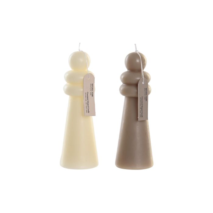 DKD Home Decor Vela de Cera Cuadrada Urban Abstracta Blanco Gris 6x6x17 cm 251g (Pack de 12 Unidades)