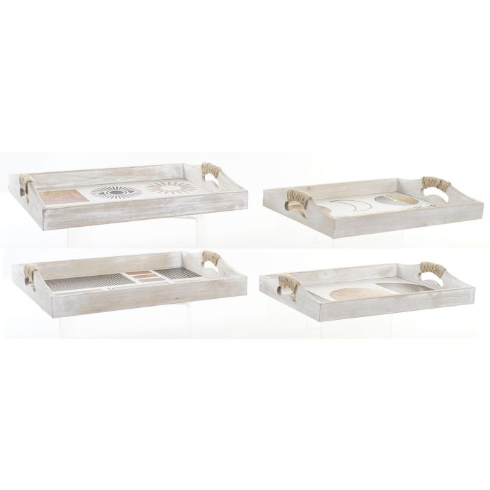 DKD Home Decor Bandeja Decorativa Glam de Mdf en Tono Negro y Dorado, Ideal para Hogar, 40x30x6 cm - Set de 2 Unidades 2