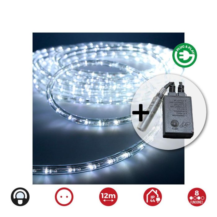 Edm Kit Flexiled Multifunción Blanco Frío 12m, 36 LEDs/m, 8 Funciones, IP44 0 Edm Kit Flexiled Multifunción Blanco Frío 12m, 36 LEDs/m, 8 Funciones, IP44 0