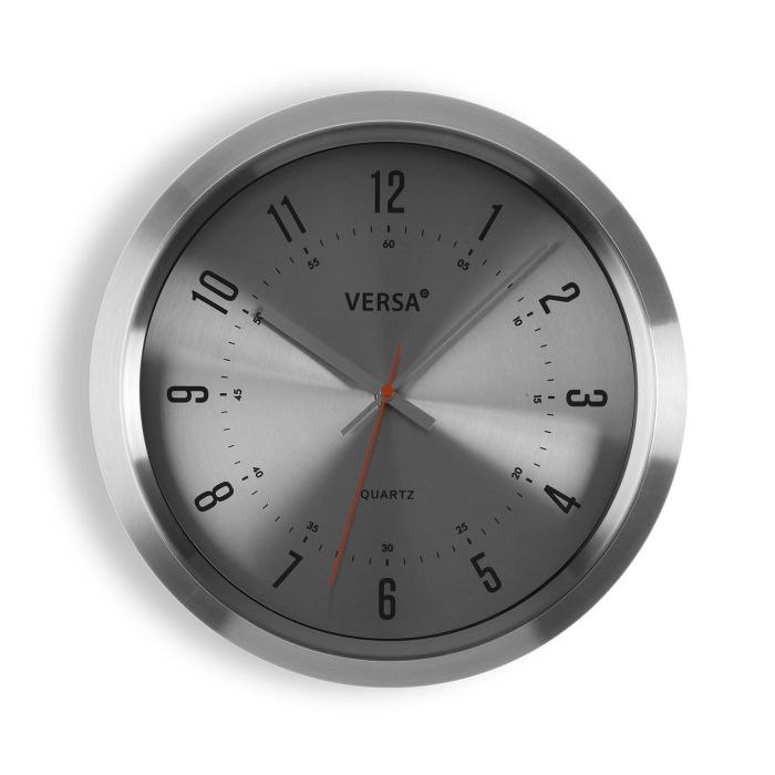Reloj de Pared Aluminio Plateado 35 cm Versa - Movimiento Silencioso (2 Unidades) Reloj de Pared Aluminio Plateado 35 cm Versa - Movimiento Silencioso (2 Unidades)