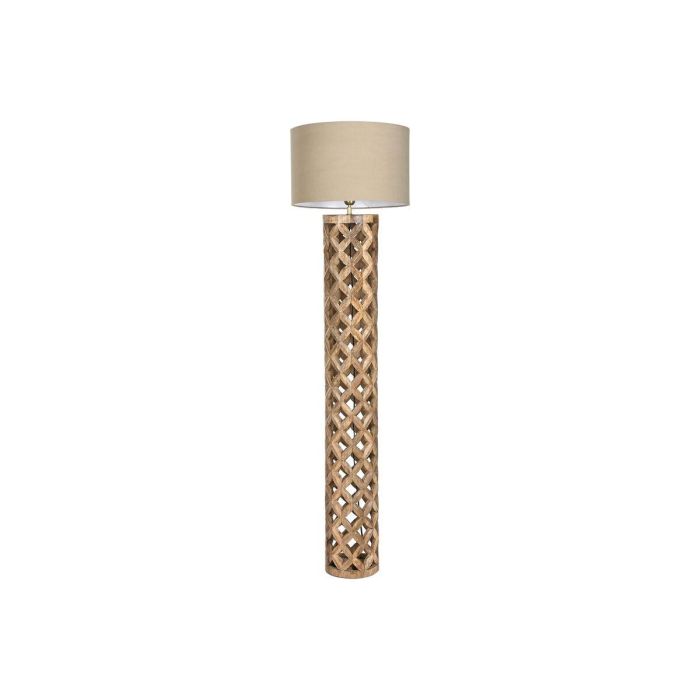 DKD Home Decor Lámpara de Pie Colonial Natural Beige de Mango y Poliéster, 41.5x158x41.5 cm, E27 50W