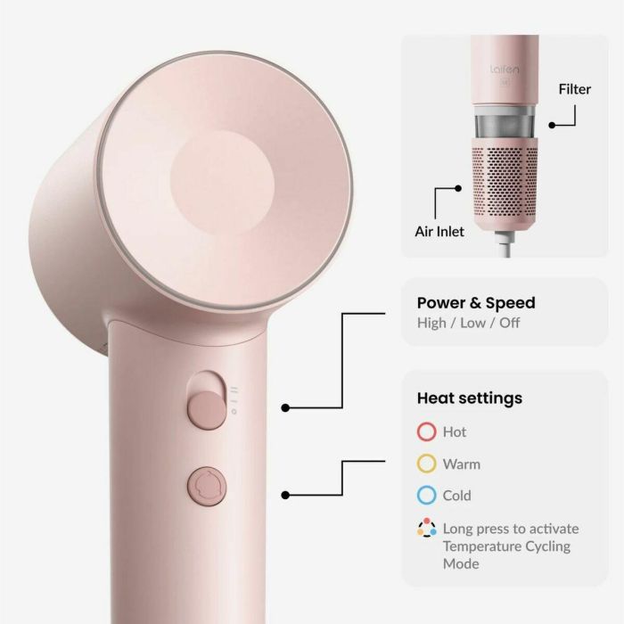 Secador de Pelo Laifen M10 Rosa 1600 W 2 Secador de Pelo Laifen M10 Rosa 1600 W 2