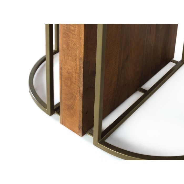 GINER Y COLOMER Mesa de Comedor Redonda en Madera de Mango Maciza 150 cm Avellana y Dorado 2 GINER Y COLOMER Mesa de Comedor Redonda en Madera de Mango Maciza 150 cm Avellana y Dorado 2