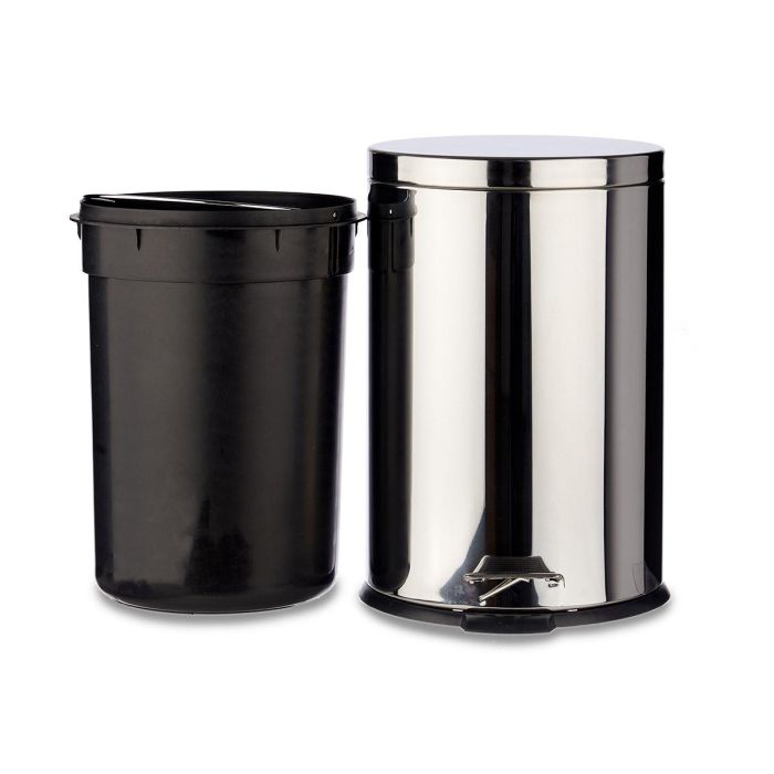 Berilo Papelera de Acero Inoxidable 20L Plata con Pedal, Cubo Extraíble, Dimensiones 30.5x36x44.5 cm