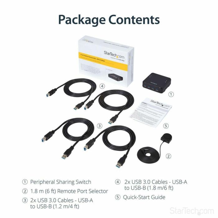 Hub USB Startech HBS304A24A Negro 5 Gbit/s 2