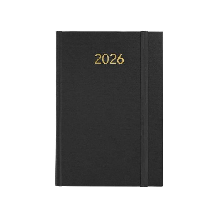 Agenda Anual (2026) Grafoplas Florencia Cosida Tapa Acolchada Con Goma A5 210X145 D/P Negro