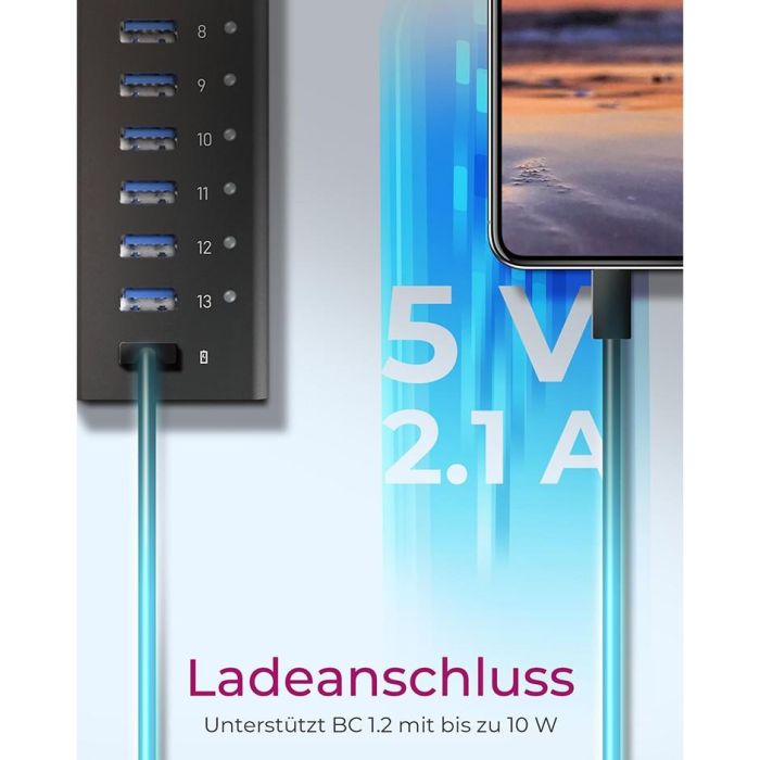 HUB USB 3.0 . 13 Port. +1x Ladeport Aluminium-mit Netzteil ICY BOX 3 HUB USB 3.0 . 13 Port. +1x Ladeport Aluminium-mit Netzteil ICY BOX 3