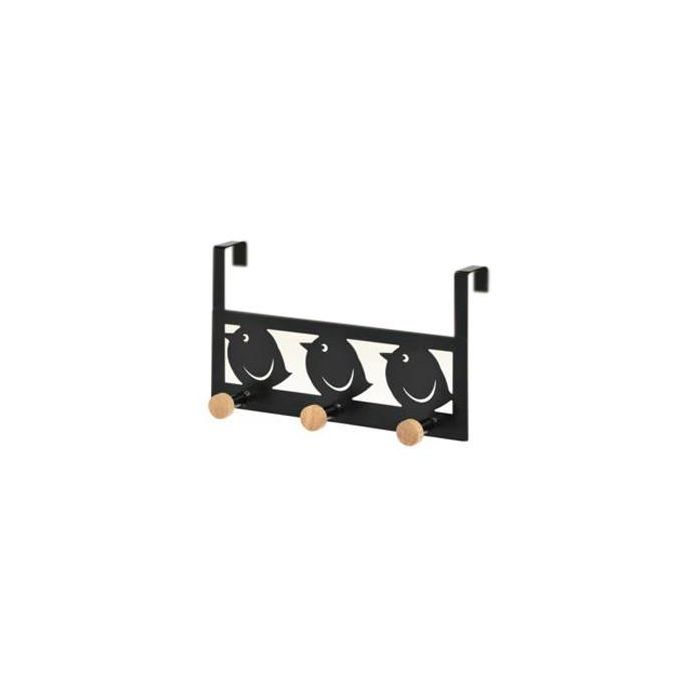 DKD Home Decor Perchero Básicos Negro Blanco Metal MDF 28.5 cm Ancho 16 cm Alto Pack 2 Unidades con 3 Colgadores