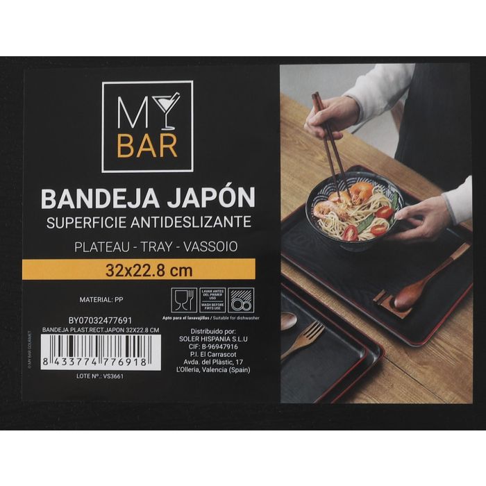 Bandeja de plástico rectangular My Bar 32x22.8 cm (12 Unidades) 10