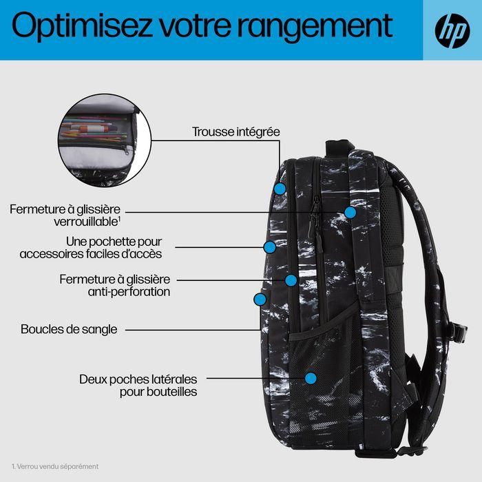 HP Campus XL Marble Stone Backpack, Mochila Antirrobo con Cremallera Bloqueable y Materiales Repelentes a la Lluvia, Espaciosa