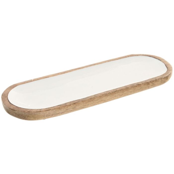 DKD Home Decor Bandeja Basicos Blanco Natural Mango 10 x 2.5 x 30 cm