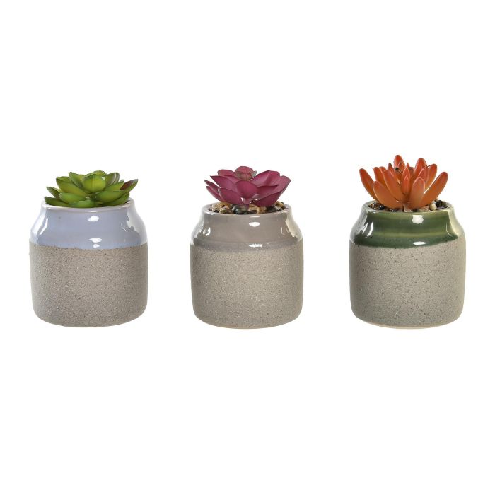 DKD Home Decor Planta Scandi de Porcelana, Colores Surtidos (Verde, Gris, Azul Celeste), 7.5x12x7.5 cm, Pack 6 Unidades