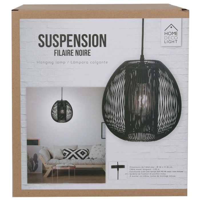 Home Deco Light Luminaire Lámpara Colgante Bola Negra Ø26 cm 1