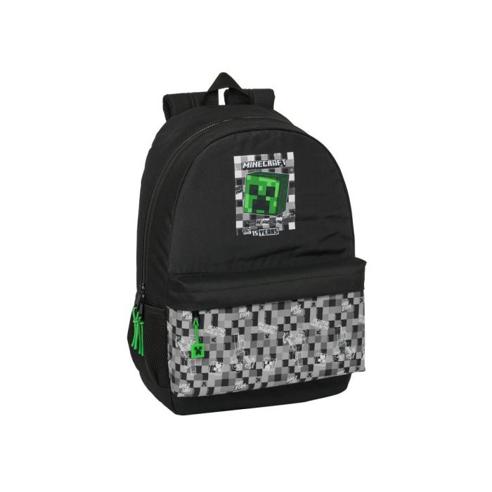 Mochila Escolar Minecraft Negro Verde Gris 30 x 46 x 14 cm