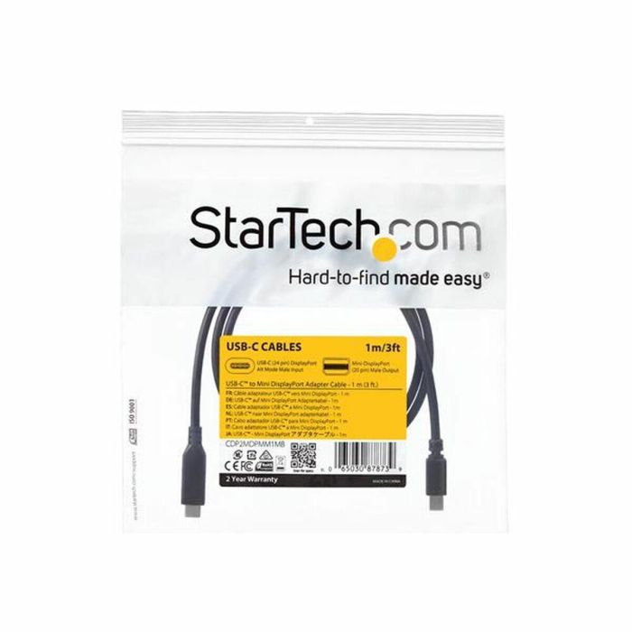 Adaptador USB C a Mini DisplayPort Startech CDP2MDPMM1MB Negro 1 m 1 Adaptador USB C a Mini DisplayPort Startech CDP2MDPMM1MB Negro 1 m 1