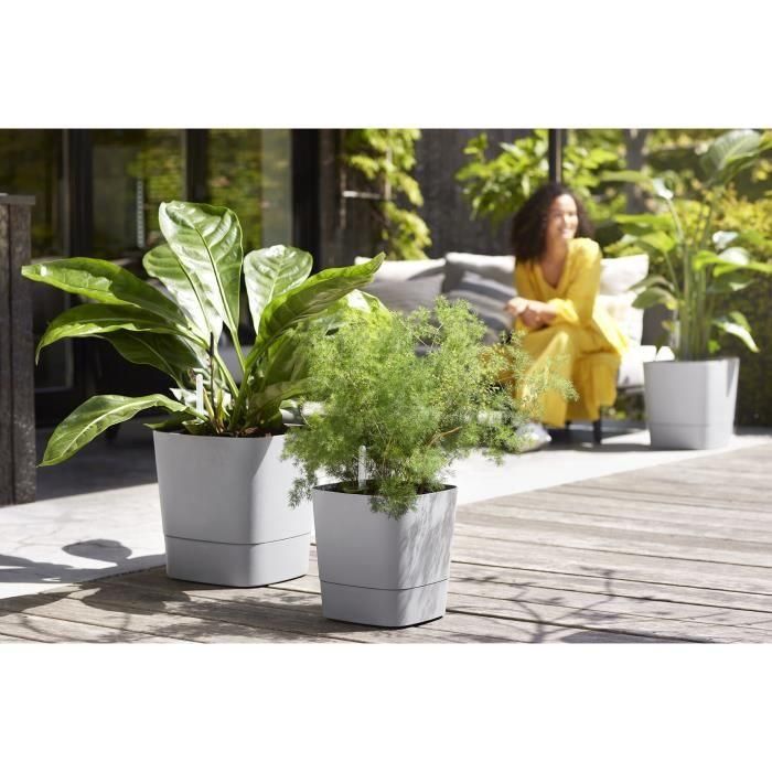 ELHO - Maceta - Greensense Aqua Care Square 30 - Cemento claro - Interior/exterior - Ø 29,5 x H 30,2 cm 1 ELHO - Maceta - Greensense Aqua Care Square 30 - Cemento claro - Interior/exterior - Ø 29,5 x H 30,2 cm 1