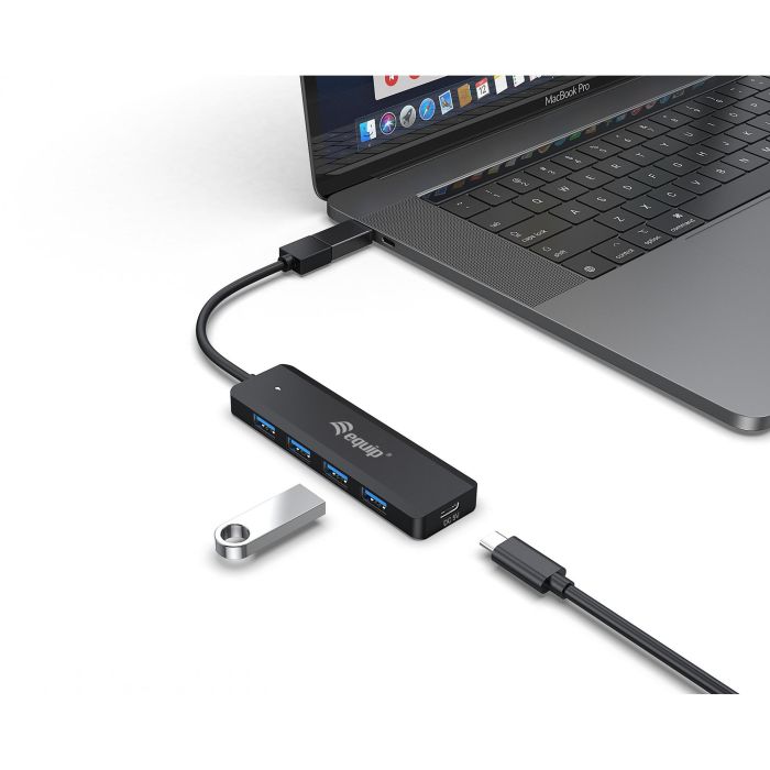 EQUIP HUB USB LIFE A 4 PUERTOS USB 3.2 INCLUYE ADAPTADOR USB-C 2