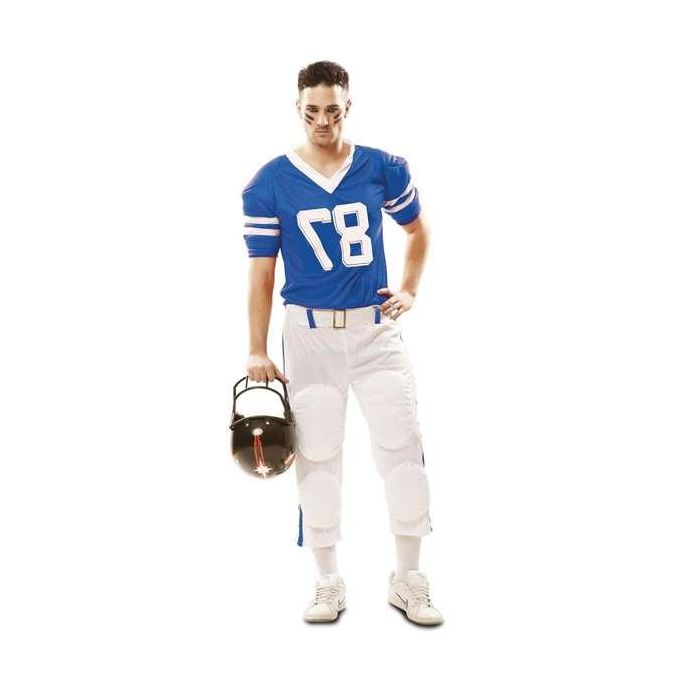 Disfraz jugador rugby azul camiseta, cinturón y pantalón talla XXL 1
