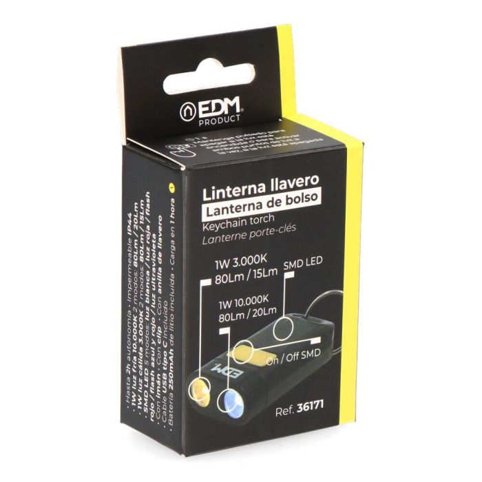 Edm Linterna Llavero con 5 Modos de Luz y Carga USB Tipo C, Hasta 2h de Autonomía, Imán y Clip 5