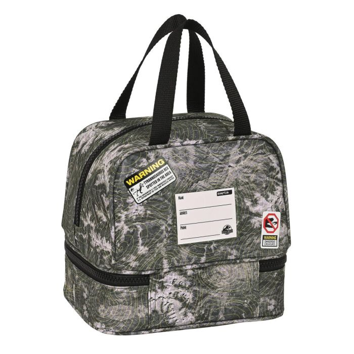 Portameriendas Jurassic World Warning Gris 20 x 20 x 15 cm 1 Portameriendas Jurassic World Warning Gris 20 x 20 x 15 cm 1