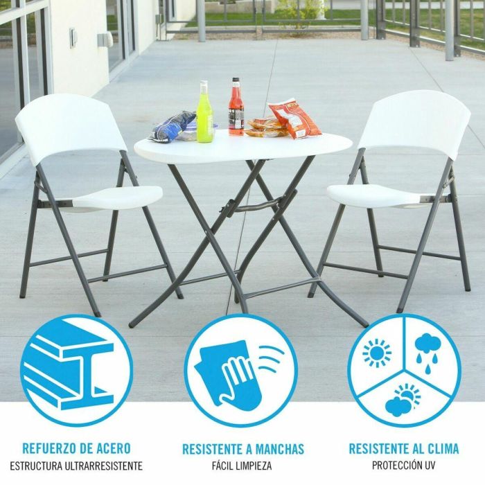 Mesa Plegable Lifetime Blanco Redonda Acero Plástico 83 x 73,5 cm 3 Mesa Plegable Lifetime Blanco Redonda Acero Plástico 83 x 73,5 cm 3