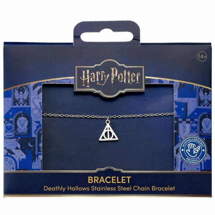 THE CARAT SHOP Pulsera Reliquias de la Muerte Harry Potter, acero inoxidable hipoalergénica, ajustable 16-18 cm