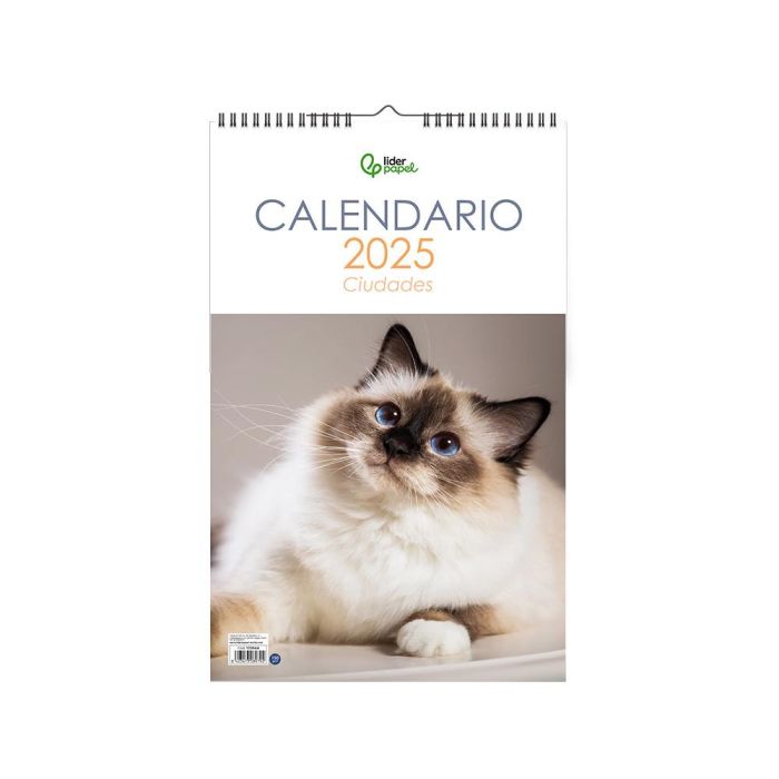 Calendario Espiral Pared Liderpapel Imagenes Gatos 2025 Para Escribir 25x40 cm Papel 157 gr 1