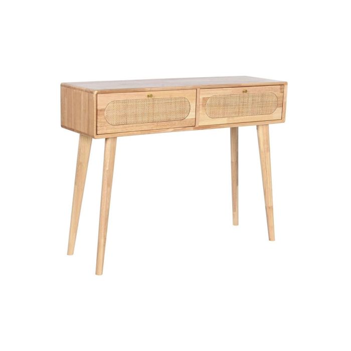 DKD Home Decor Consola Scandi Natural de Rubberwood y Ratán 100 x 30 x 78 cm con 2 cajones 0 DKD Home Decor Consola Scandi Natural de Rubberwood y Ratán 100 x 30 x 78 cm con 2 cajones 0