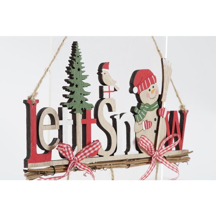 DKD Home Decor Decoración Colgante de Navidad Tradicional Rojo y Verde de MDF y Cuerda 33.5x23 cm Set de 12 Unidades 1