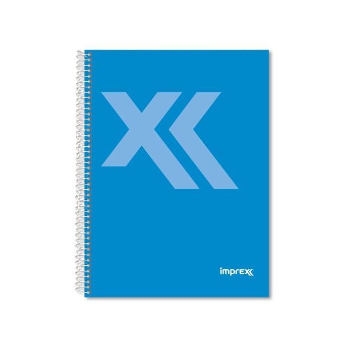 IMPREX Cuaderno Espiral Tapa Forrada Folio 80H 90 Gr Cuadrícula 4x4 Azul - Pack 4 Unidades (4 Unidades)