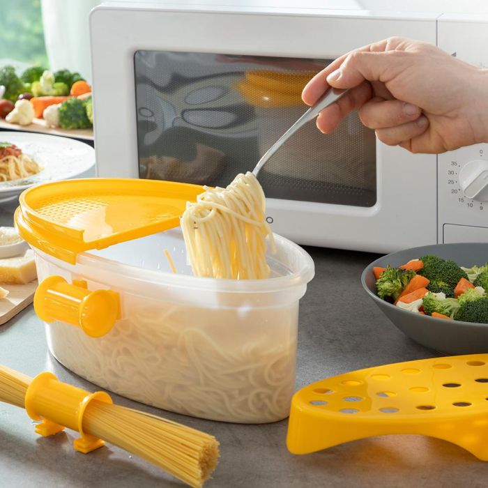 Cuecepasta para Microondas 4 en 1 con Accesorios y Recetas Pastrainest InnovaGoods 3 Cuecepasta para Microondas 4 en 1 con Accesorios y Recetas Pastrainest InnovaGoods 3