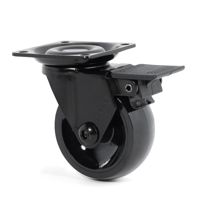 RUEDAS EMMA III Rueda Giratoria Ø50 Aro Goma Antihilo Con Placa Opciones Freno/Sin Freno Carga 50kg Altura 63mm 1