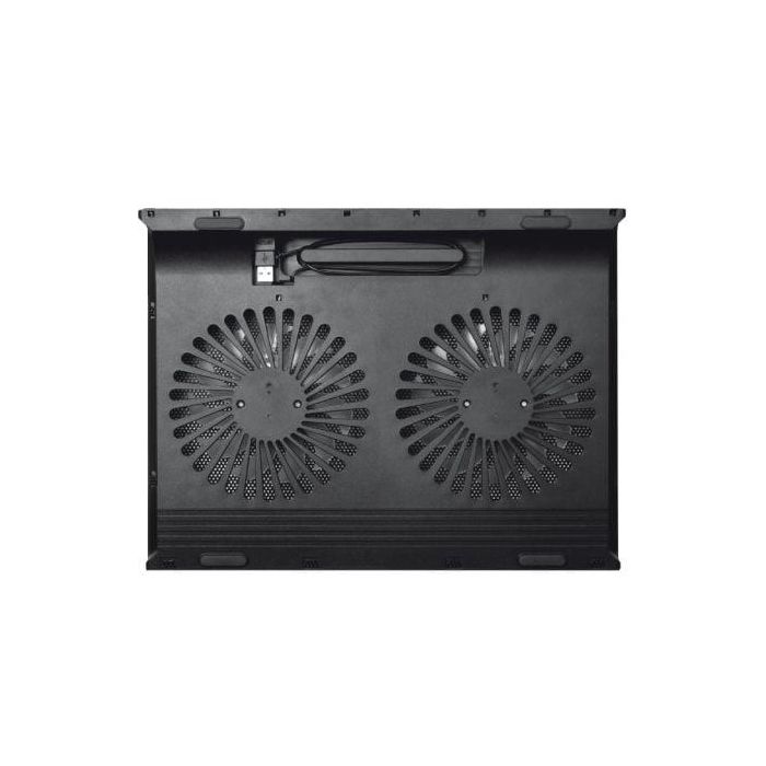Trust 20104 Soporte Refrigerante Portátil hasta 17.3" con 2 Ventiladores Iluminados Azul, Base Metálica, Puerto USB 3