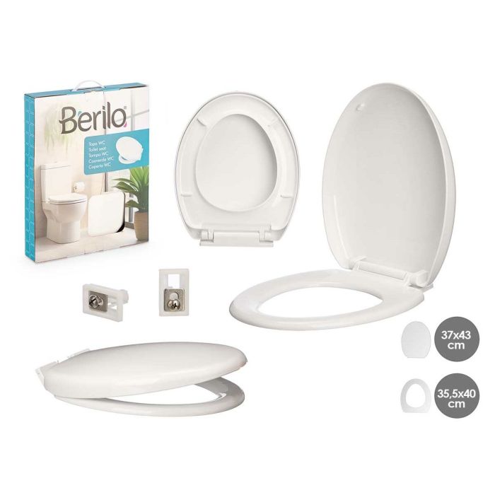 Tapa para Inodoro Berilo B6618A Blanco Polipropileno 37 x 4 x 43 cm (6 Unidades) 3