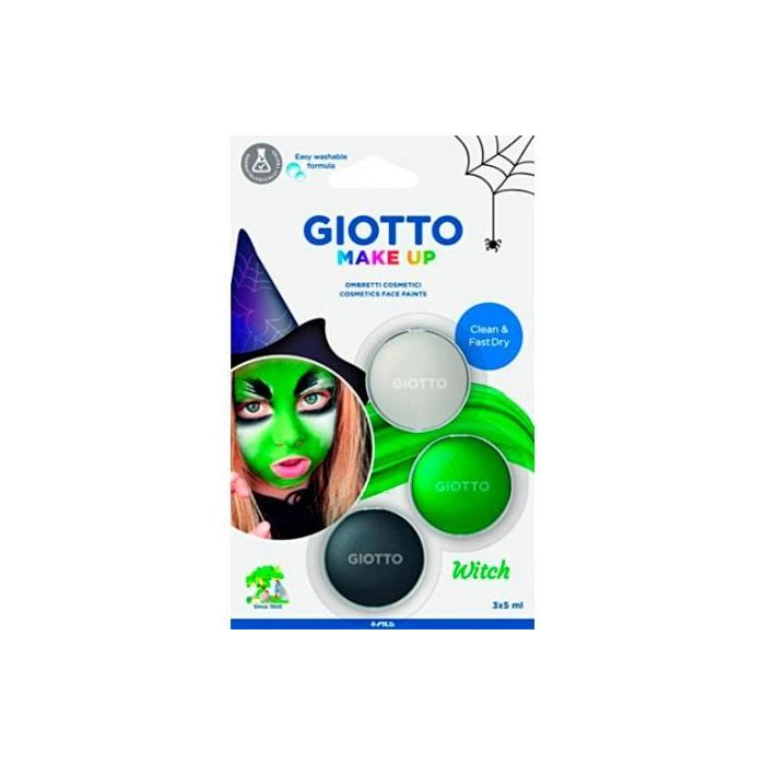 Giotto Set De Pintura Facial Bruja Unisex Para Niños 5 mL Colores Surtidos -Blister De 3U-