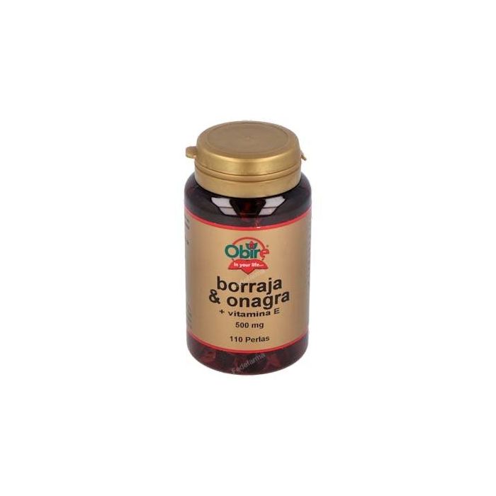 OBIRE Borraja y Onagra 500mg, Suplemento con Vitamina E para Piel y Hormonas, 110 Perlas