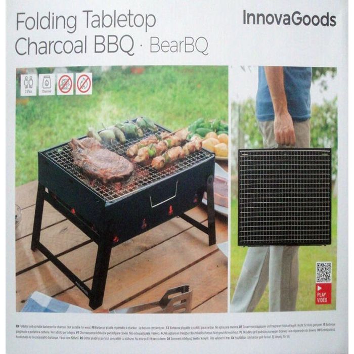 Barbacoa Plegable Portátil para Carbón BearBQ InnovaGoods 13 Barbacoa Plegable Portátil para Carbón BearBQ InnovaGoods 13