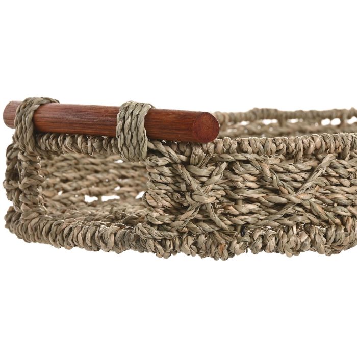 Centro Mesa Tropical DKD Home Decor Natural 28 x 9 x 51 cm Set de 2 (2 Unidades) 2